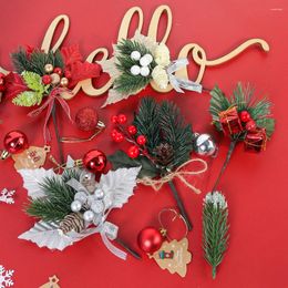 Decorative Flowers Mini Artificial Berry Bouquet Christmas Decoration Xmas Tree Ornaments For Home Navidad Year Decor DIY Gift Box