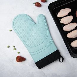 Silicone Gloves Thickened Cotton Heat Insulation Microwave Oven Oven Anti Scalding Household Gloves Baking Tools Two-sideheat insulation