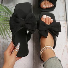 Sandals Shoes For Women Fashion Pattern Bow Decoration Open Toe Breathable Flat Bottom Comfortable