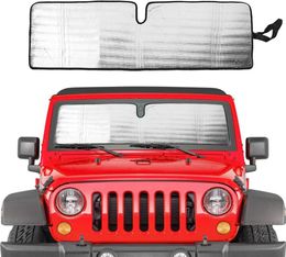 Windshield Sun Shade for 19972018 Jeep Wrangler TJ JK JKU Sunshades Heat Shield Aluminium Foil Triple Laminate Structure4726241