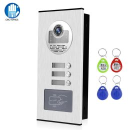 Intercom RFID Video Door Phone Doorbell Camera Outdoor Call Panel RFID Keyfobs Unlock for Lowrise Building Multi 2/ 3/ 4/ 6 Apartments