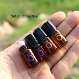 Gloves 30/50pcs 2ml Glass Amber Bottle Mini Glass Roller Bottle with Stainless Steel Balls Empty Essential Oil Roll on Bottle Vials