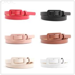 Belts Wholesale square buttoned womens black/white/red Pu leather fashion womens jeans dress decoration thin beltC240407