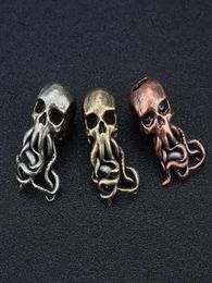 Paracord High Quality Sports Entertainment Camping HikingParacord Punk Brass Knife Bead Key Ring Pendants Copper Skull Keychains R4103683