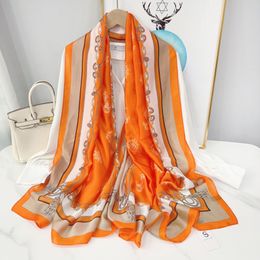 Designer Silk Scarf Fashion luxury Brand summer beach Long Shawl Accessories Activity Womens Men Summer Beach Shawl