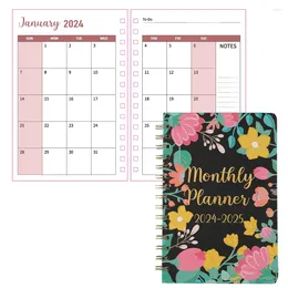 Sheets 2024-2025 Floral Monthly Planner Two Years Vintage Cardboard Cover Calendar Weekly Schedule Student Class Notebook