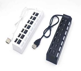 High Quality 7 Ports LED USB Hubs High Speed Adapter USB Hub With Power onoff Switch For PC Laptop Computer DHL5637938