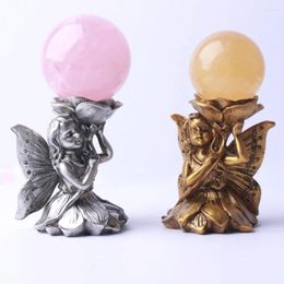Decorative Figurines Beautiful Butterfly Flower Fairy Resin Crystal Ball Holder Home Decoration Statue Base Gift