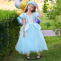 Princess Sky Blue Square Girl's Birthday/Party Dresses Girl's Pageant Dresses Flower Girl Dresses Girls Everyday Skirts Kids' Wear SZ 2-10 D407258