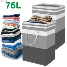 Storage Baskets Large Foldable Laundry Basket 75L Independent Box with Handle Multi functional Clothing Manager Suitable for Home 2-piece yq240407