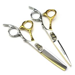 60 NEPURLson Color Bulls Head Flat Hair scissors Straight Teeth white gold 240325