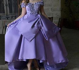 2019 Lavender Off the Shoulders High Low Evening Dresses Sweep Train Elegant Lady Prom Dresses Formal Special Occasion Gowns Cheap5220715