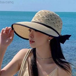 Wide Brim Hats Bucket Hats Trendy Women Solid Colour Visors Straw Hat Breathable Sun Hat Wide Large Brim Pure Colour Beach Hat Costume Accessories 240407