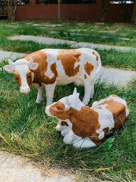 Arts and Crafts Resin Simulation Animal Cows Cattle Mother and Child Animal Statue Crafts Handicraft Decoration Modern Home Ornaments OutdoorL2447