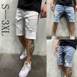 Men's Shorts Summer new casual slim fit mens elastic shorts high-quality elastic denim shorts J240407