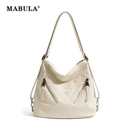 Evening Bags MABULA Simple Solid Color Bag With Zippers Anti Theft Backpack Designer Women Soft PU Leather High Quality Crossbody