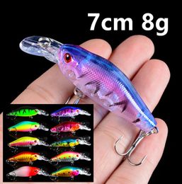 10 Colour 7cm 8g Crank Fishing Hooks Fishhooks 6 Hook Fishing Lure Hard Baits Lures Pesca Fishing Tackle BU654423116