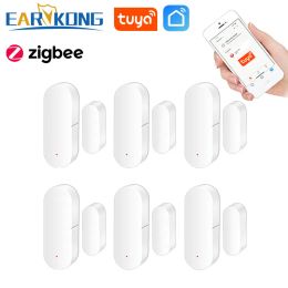 Detector Tuya Zigbee Door Window Open Detector Gate Sensor Smart Home Magnetic Garage Door Opening Closing Sensor Security Alarm System