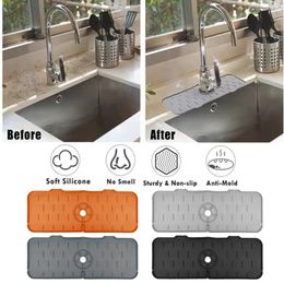 Kitchen Faucets Silicone Faucet Mat For Sink Sponge Drain Rack Foldable Splash Catcher Bathroom Countertop Protector