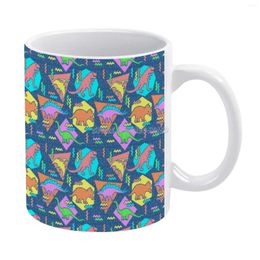 Mugs Nineties Pattern Coffee Porcelain Mug Cafe Tea Milk Cups Drinkware For Fathers Day Gifts Dino T Rex Reptile G