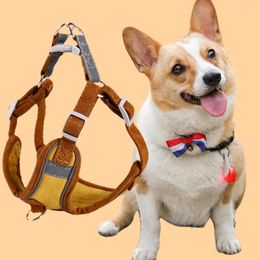 Dog Apparel Pet Buckskin Harness Leash Adjustable Vest Chest Reflective Dogs No Pull Traction Rope Outdoor Walking Lead Cat Pug Accessories