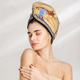 Towel Magic Microfiber Shower Cap Egyptian Deities Bath Hat Dry Hair Quick Drying Soft Lady Turban Head