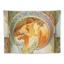 Tapestries Alphonse Mucha Vintage Tapestry Outdoor Decor Tapete For The Wall Home Accessories Decoration