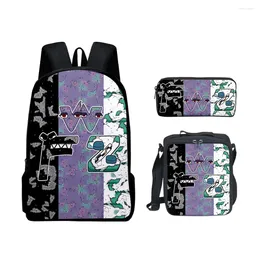 Backpack Cartoon Novelty Cool Alphabet Lore 3D Print 3pcs/Set Pupil School Bags Laptop Daypack Lunch Bag Pencil Case