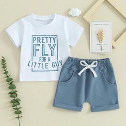 Clothing Sets 0-36months Toddler Boys Summer Shorts Short Sleeve Letter Print Tops And Drawstring Outfits For Infant