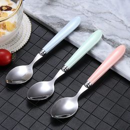 2024 Mirror Silver in acciaio inossidabile Set di posate per bambini Sorretta per bambini Dessert Spoon Ice Ice Spoon Completa Cene Set di stoviglie Copsticksfor per