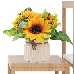 Decorative Flowers Artificial Hydrangea With Vase Home Wedding Fake Plant For Decoration Accessories Flower Arrangement