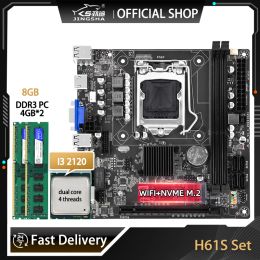 Motherboards H61 Motherboard Kit With Core i3 2120 CPU And 2*4GB=8GB DDR3 Memory VGA placa mae NVME M.2 WIFI M.2 LGA 1155 H61S Set