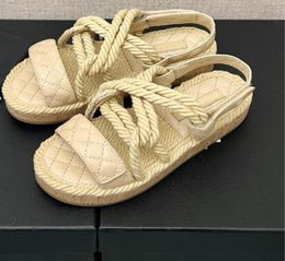 New Hanf Seil Sommerschuhe Ladies Sandalen Mode hochwertige Sandalen flach offene Römische Sandalen4509313