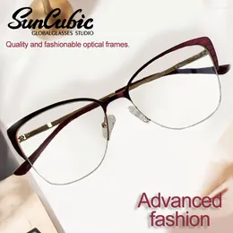 Sunglasses Frames Suncubic Half Rim Optical Glasses Female Cat Eye Frame Metal European Style Women Stylish Decoration G258