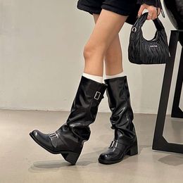 Knee Length Boots Womens Thick Heels New Autumn/winter Long Round Toe Western Knight