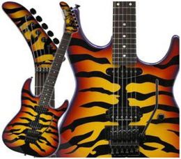 Rare Custom George Lynch Signature Tiger Stripe Sunburst Purple Edge Electric Guitar Ebony Fingerboard Tremolo Locking Tuners3769094