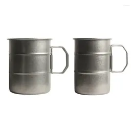 Cups Saucers Stainless Steel Travel Cup With Folding Handle Portable Water Bottle Coffee Mug Drinking For Hiking Camping