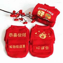 Dog Apparel Winter Pet Clothes Unique Design Red 2024 Year Suit High Quality Fabric With Pocket Dog. Cats