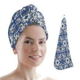 Towel Blue Bouquet Flower Square Plaid Microfiber Hair Bath Towels For Adults Home Bathroom Turban Drying