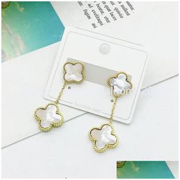 Stud Fashion Good Luck Clover Charm Stainless Steel Earring Jewellery For Women Gift Drop Delivery Otly2