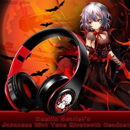 Cell Phone Earphones Anime Project Remilia Scarlet Cute Wireless Bluetooth Headset V5.0 Stereo Foldable Gaming Headphones Cosplay earphone for Gift Y240407