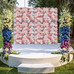 Decorative Flowers 12Pcs Artificial Wall Panel 3D Flower Backdrop Faux Hydrangea For Party Wedding Bridal Shower Outdoor Decoration