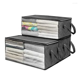 Storage Bags Foldable Blanket Under Bed Containers With Reinforced Zipper/Handles Clear Window Stackable Organiser For