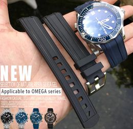 20mm Hight Quality Rubber Silicone Watch Band Waterproof Blue Black Strap Watchband Bracelets Steel Pin Buckle For Omega New 300 F4044628