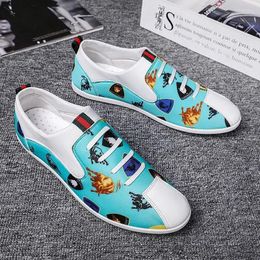 Casual Shoes Men's Canvas Summer Printed Mens Sneakers Lazy One Pedal Korean Trend