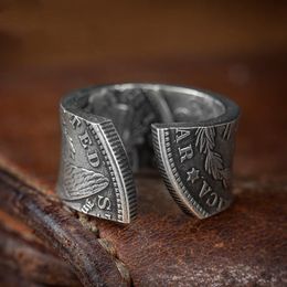 Morgan Coin Transformed Ring Men's Personalized Retro Opening Dominant Couple Coin Pair Ring Fashion Jewelry