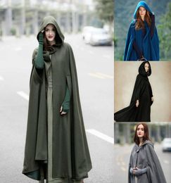 In stock Fashion Hooded Cloak Cape Women High Quality Long Wedding Halloween Warm Winter Coats Costume Robe9454481