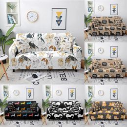 Chair Covers Lovely Dog Elastic Sofa For Living Room 3D Animal Print Stretch Slipcovers Couch Corner Cover Home Decoration