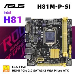 Motherboards ASUS H81MPSI+I3 4170 cpu LGA 1150 Motherboard kit intel H81 Motherboard DDR3 16GB PCIE 2.0 SATA III VGA USB3.0 Micro ATX