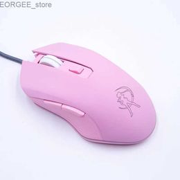 Mice Wired Silent Mouse Colourful Glowing Pink Gaming Mouse Beautiful Girl Silent Wired Mouse 2400dpi Ergonomics for PC Laptop Y240407